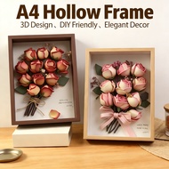 DIY Preserved Flowers for Picture Frame 3D Wooden Frame Decoration A4 Hollow