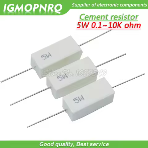10pcs 5W Cement resistance 0.1 ~ 10k ohm 5% 0.22 0.33 0.5 1 10 100 1K 10K ohm 0.1R 0.22R 0.33R 0.5R 