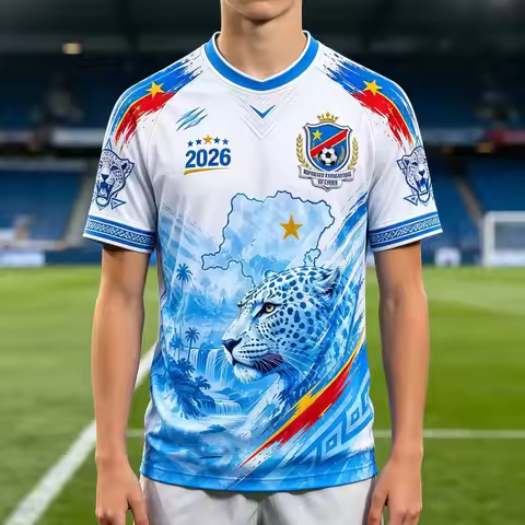 DR Congo Leopard Map Football Jerseys Men T Shirt Women Tee Boys Top Children Parent Child Quick dry