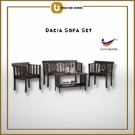 DACIA Sofa Set With Coffee Table Set Sofa Murah 1+1+2+ Meja Kopi Kerusi Sofa Kayu Ruang Tamu Kerusi Kayu Ruang Tamu