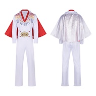 White Elvis Presley Cosplay Costume Halloween Dance Outfit Set Cosplay Performance Costume NS