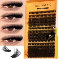 GROINNEYA DIY Lashes Extension Kit Individual Lashes Cluster Mix Eyelashes Full Set Lashes Kit