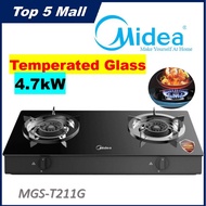 Midea MGH-2411GL Built-in Gas Hob with 4.8kW Burners MGH2411GL / Tabletop glass stove with 4.7kW burner MGS-T211G / MGS-T211S Stainless Steel