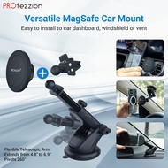 PROfezzion MagSafe Car Holder Suction Cup&amp;Vent Clip Combo for iPhone 15 14 13 12 Pro Max Plus/MagSafe Phone Case Magnetic Mount on Car Dashboard,Windshield or Air Vent