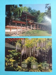 早期明信片x4日本奈良春日大社，釣燈龍，富士箱根熱海温泉，台北北投温泉旅社)
