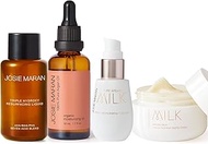 Josie Maran Anti Aging Skincare Set - Includes Triple Hydroxy Gentle Face Exfoliant, Argan Milk Seru