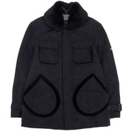 成色極佳的BURBERRY BLACK LABEL迷彩夾克，格紋內襯，兔毛領，黑色，L 碼，正品，男士