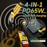 PD27W สายข้อมูลชาร์จเร็วแบบ4-In-1 USB Type C Lightning 65W Quick Chager สำหรับ iPhone Series