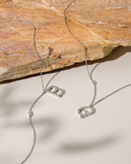 สร้อยคอเงินแท้ Dreamlight Letter Charms จี้ตัวอักษร A- Z ฝังเพชร cubic zirconia ยาว 35cm + 1cm +1cm