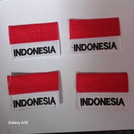 MERAH Red and white flag with Indonesian embroidery 5x7cm grain