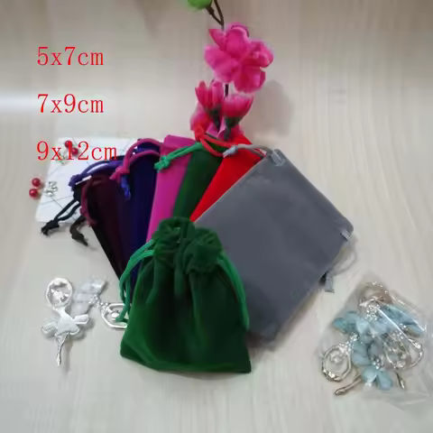 1000pcs/Lot Multicolor Velvet Bags Jewellery Pouches 5x7 7x9 9x12 cm Drawstring Gifts Bags Christmas