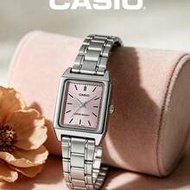 Casio Vintage Square Watch Elegant Metallic Pastel Pink Analog Dress Watch For Women LTP-V007D-4E