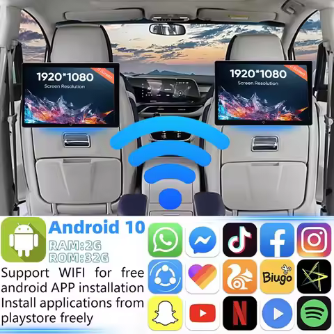 10.1 inch Car Headrest Monitor Android 10 Tablet PC 4K 1080P WIFI/Bluetooth/USB/HDMI/Airplay Movie V