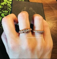 CHROME HEARTS CH 克羅心22K金色3mm 滿鑽戒指白鑽十字架粉鑽可疊戴指環   尺碼 5-11 金 白鑽-粉鑽
