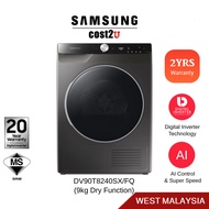 Samsung BESPOKE AI™ 9KG Inverter Smart Heat Pump Dryer | DV90T8240SX/FQ DV90T6240LH/FQ Tumble Dryer 