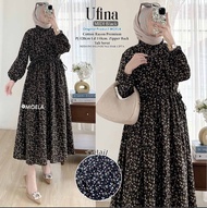 Ufina MIDI dress by moela berlabel || MIDI dress serut kanan kiri dress motif bunga
