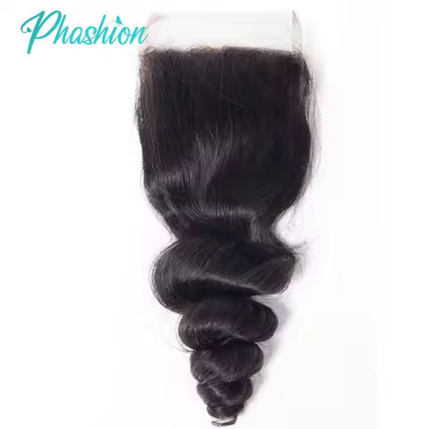 Phashion Loose Wave 13x4 Lace Frontal Only Transparent Swiss 4×4 Closure Pre Plucked Brazilian Remy 
