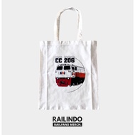 Railindo - Railfans Train White Canvas Totebag CC206 3D V.3.0 Size 35 x 40 cm