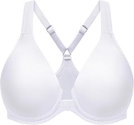 Women's Racerback Front Closure Bra Cleavage Non-Padded Full Coverage Seamless Underwire, White, 48D