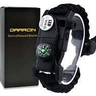 Daarcin Survival Paracord Bracelet,Fire Starter,Waterproof SOS Light, Compass, Whistle, Adjustable A