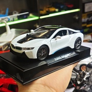 Jiaye 1:32 scale BMW I8 iron car model, 2 colors with base