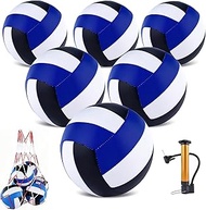 6 Pack Volleyballs Official Size 5, Waterproof Soft Bulk Recreational Volley Balls with Pump and Net