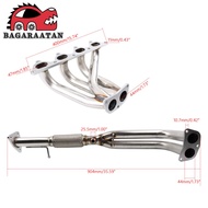 Stainless Steel TRI-Y Exhaust Manifold Header Silver 4-2-1 For Honda Prelude H22 H-Series 92-96 Swap