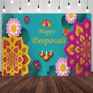 Happy Deepavali Photography Backdrop Festival of Lights Party Decorations Supplies Indian Diwali Lights Diyas Party Background Banner Photo Studio Props
