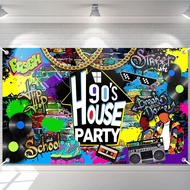 90s House Party Backdrop Hip Hop Graffiti 90's Theme House Party Decorations Retro Radio Brick Wall