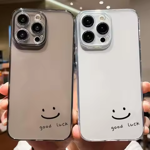 Simple Good Luck Smiling Face Phone Case For iPhone 17 16 15 14 13 12 11 Pro Max Mini 7 8 Plus Air S