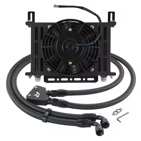25 Row New 7" Electric Fan Bracket Kit Oil Cooler 10AN + LS1 LS2 LS3 Adapter + Oil Lines for GM Chev