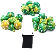 DollaTek Polyhedral Dice Set Table Games Dice 3 Sets Dice 3 x 7 (21 Pieces) Dice Series D20 D12 D10 