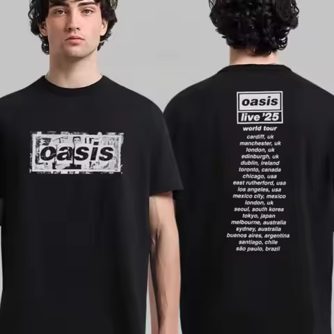 2025 Oasis Ireland Tricolour Logo Gallagher Brothers Photo Loved and Loathed Two Sides Unisex T-Shir