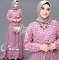FSF Gamis 2022 Terbaru Modern Prita Baju Gamis Dewasa Wanita Perempuan Brukat Lebaran Kekinian Viral