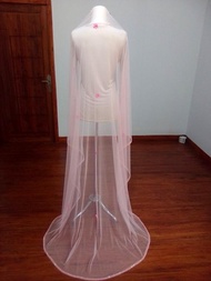 "panjang 2m pink baby" slayer veil mutiara/veil pengantin/slayer