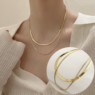 Flat Snake Chain and Box Chain Necklace Double Layered Snake Chain Box Chain Necklace Fashion Snake 