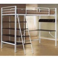 SG TAN 3V Aloha Loft Bed Frame Study Table & Book Shelves - Single
