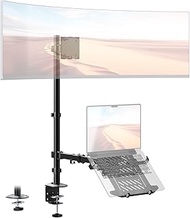 PUTORSEN Monitor Mount with Laptop Arm for 17 to 49 Inch Screen and Notebook up to 17 Inches, Tiltin