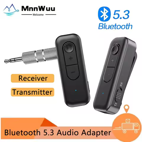 MnnWuu 2 in 1 BT 5.3 Transmitter Receiver 3.5mm BT Adapter Adapter for Car for TV/Headphone/Speakers