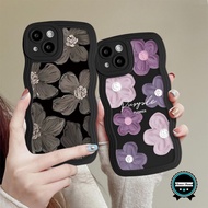 SS833 SOFTCASE WAVY WAVE SILICONE SOFT CASE CASING WAVE MODEL PURPLE FLOWER OIL PAINTING FOR OPPO A3