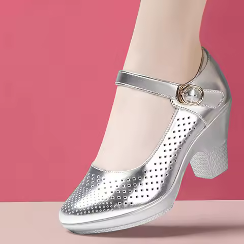Ladies Summer Leather Soft-soled Dance Sneakers Latin Dance Modern Dance Square Dance Shoes Breathab