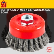 L MALL Cup Brush 3" M10 X 1.5 Twisted Knot Bowl