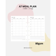 A7 Meal planner binder insert