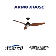 MISTRAL 510BK-DWL 50" CEILING FAN DC MOTOR W LED LIGHT COLOUR: BLACK WOOD ****1 YEAR WARRANTY BY AGENT****