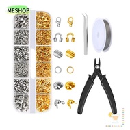 MESHOP 1200Pcs Crimp Covers Crimping Pliers DIY Jewelry Making Jump Rings Crimp Tubes