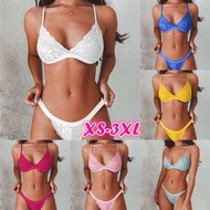 YW Store XS-3XL Women's Hot Lingerie Set Floral Print Lace Underwear Solid Color Spaghetti Bra