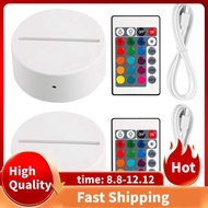 2 Pack 3D Night LED Light Lamp Base + Remote Control + USB Cable, 16 Colors Light Show Display Stand