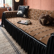 ผ้าคลุมโซฟาป้องกันลื่น Chenille สีขาวแบบครอบคลุม