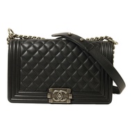 CHANEL 羊皮皮革Boy 25銀扣鏈帶肩背袋