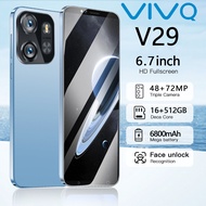 โทรศัพท์มือถือ VIVQ V29 เครื่องใหม่6.7-inch smartphone5G Android13 มือถือเต็มจอ สมาร์ทโฟน HD พิกเซลสูงมาก กล้องหน้า ปลดล็อคด้วยใบหน้า การทำงานที่ราบรื่น หน่วยความจำขนาดใหญ่ โทรศัพท์ใส่ได้2ซิม ระบบนำทาง GPS บลูทูธ มือถือ มีเมนูภาษาไทย รองรับแอปธนา